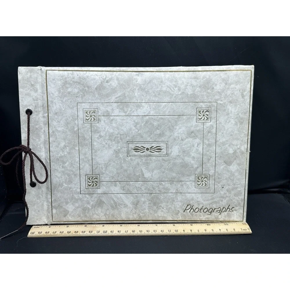 Vintage Springfield‎ Photo Album White Marble 14pgs black album paper